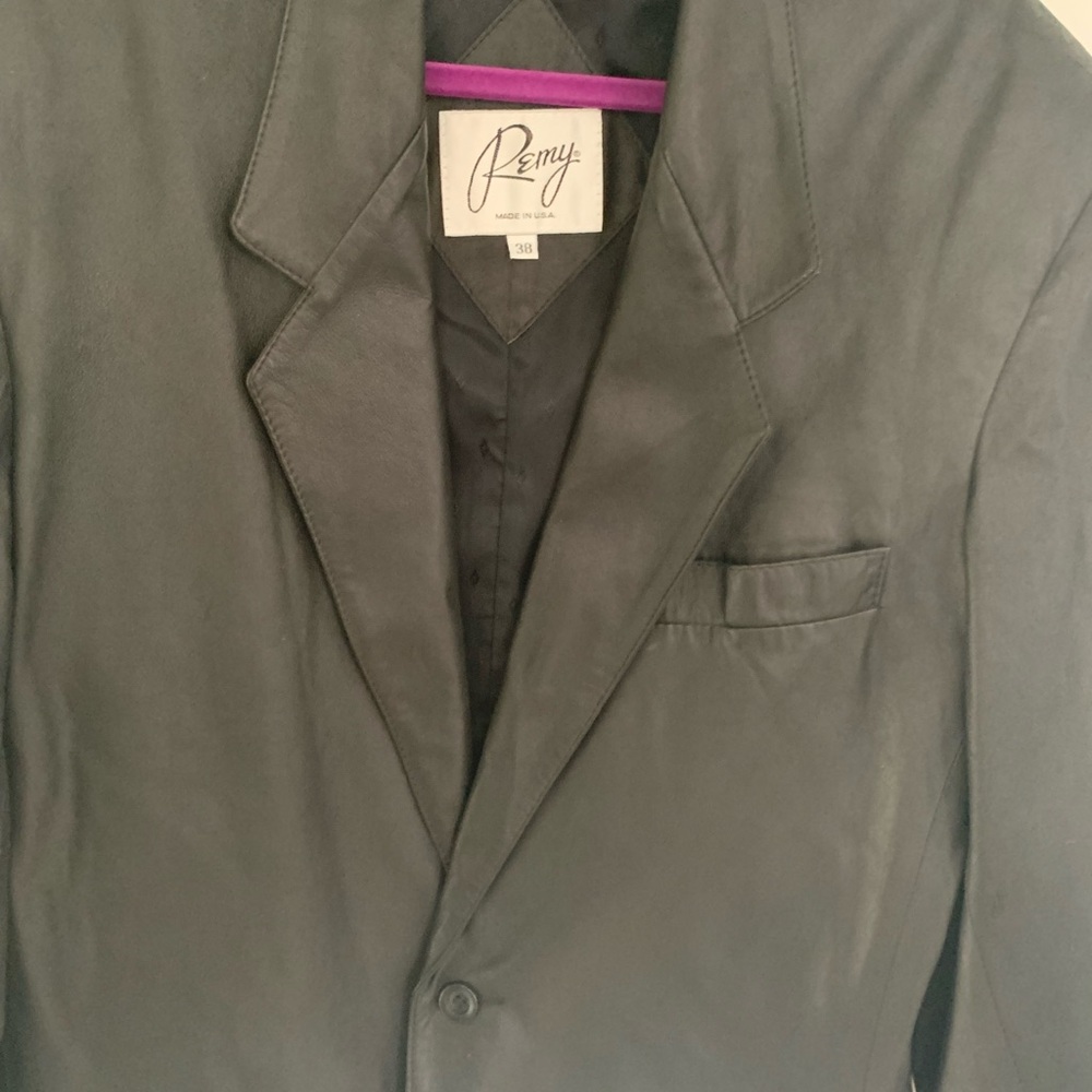Classic Remy Leather Two-Button Blazer Jacket Size 38 Made in USA